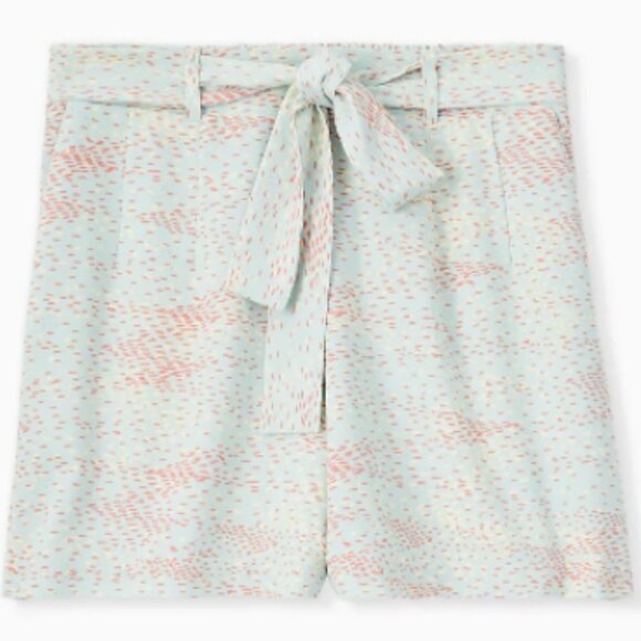 Torrid SELF TIE MID SHORT - CREPE MULTI DOTS & MINT BLUE - Picture 1 of 10